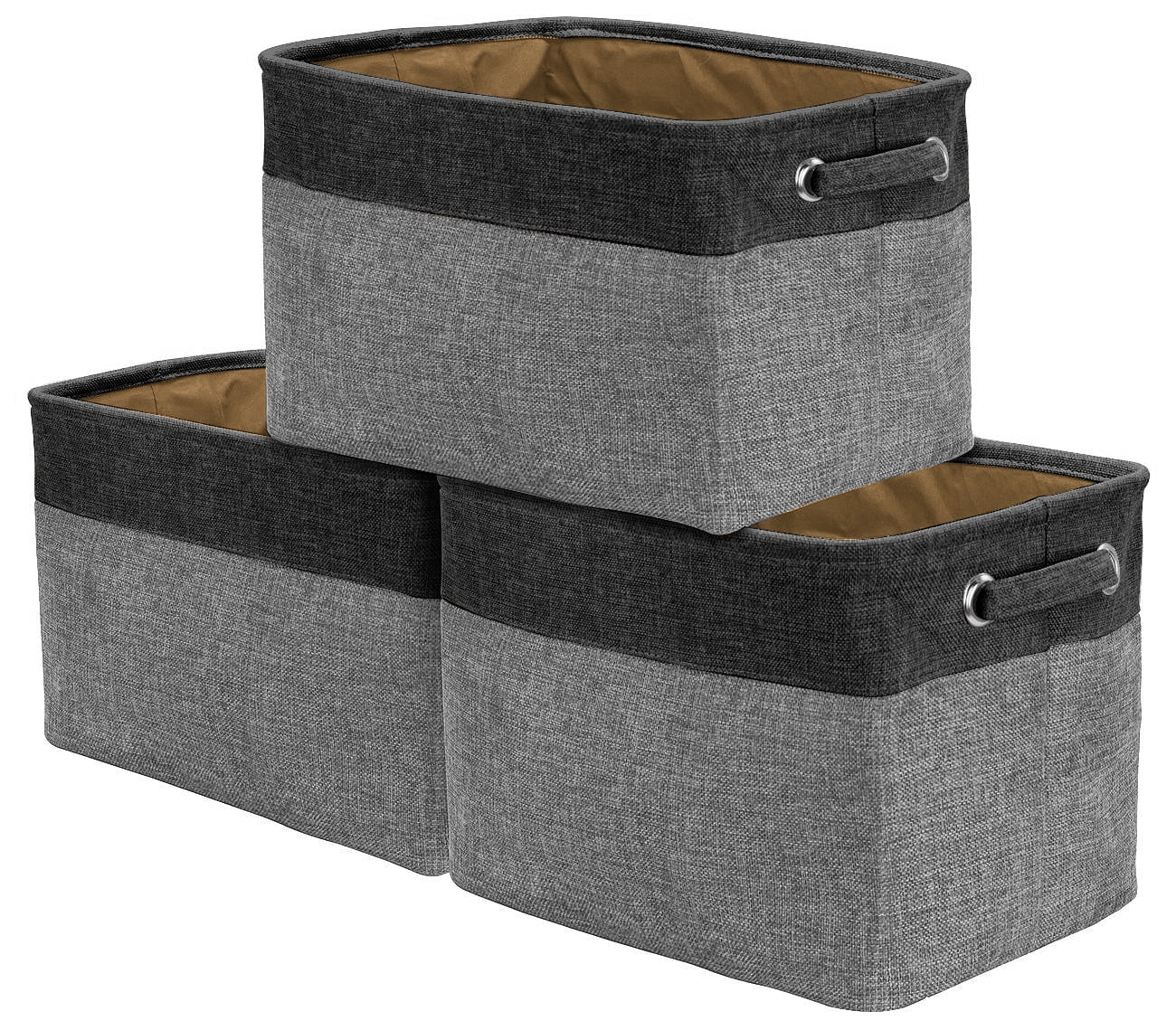 Sorbus Large Black and Gray Fabric Collapsible Storage Bins with Handles