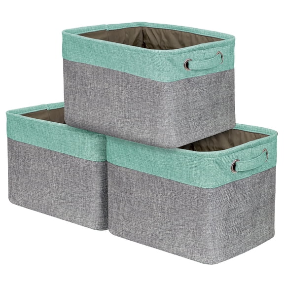 Sorbus Twill Storage Large Rectangular Fabric Collapsible Basket Organizer with Carry Handles, Set of 3