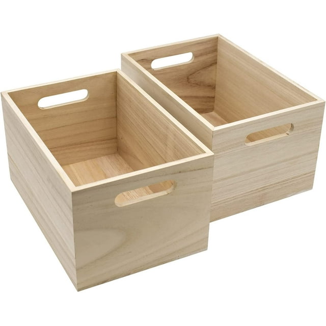Sorbus Unfinished Wood Crates Organizer Bins, Wooden Box for Pantry