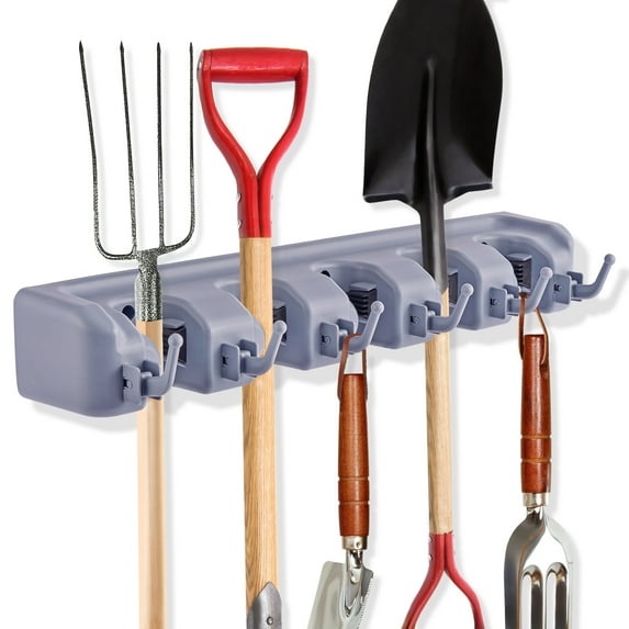 Sorbus 16" Wall-Mounted Tool Organizer – Holds 11 Items, Plastic Broom & Garden Tool Holder (2 Pack)
