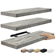 Sorbus Wall Mounted Floating Shelves for Wall Décor - Large 24 Inch, 3 Pack, Gray
