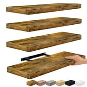 Sorbus Wall Mounted Floating Shelves for Wall Décor - Large 24 Inch, 4 Pack, Rustic Brown