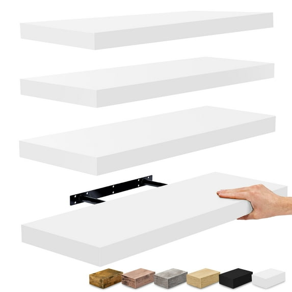 Sorbus Wall Mounted Floating Shelves for Wall Décor - Large 24 Inch, 4 Pack, White
