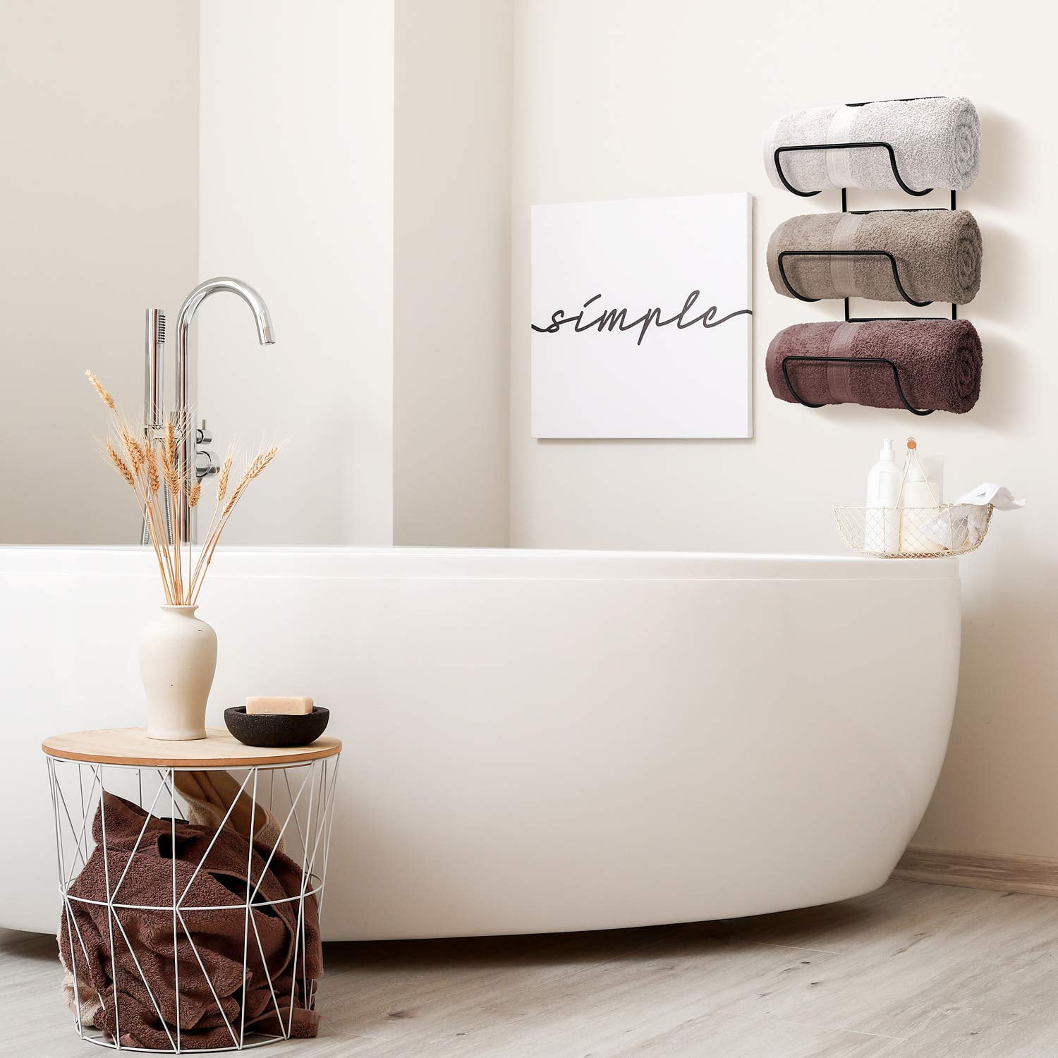 Matte Black Iron Wall Mounted 6-Bar Towel Rack Set