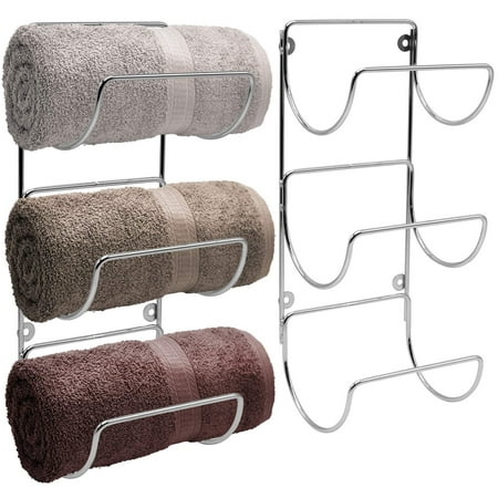 Sorbus Wall Mounted Metal Towel Rack Holder for Bathroom 2-Pack (Silver)