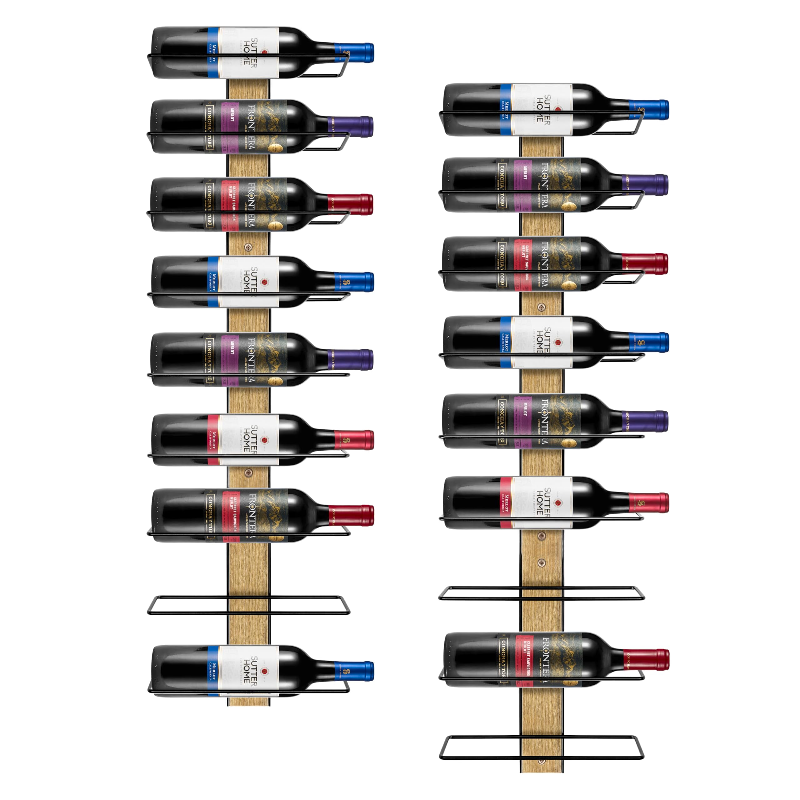 Etched Rack Sorbus Wall Mounted Wine Rack for 18 Wine Bottles - Wood Wine Rack Wall ...