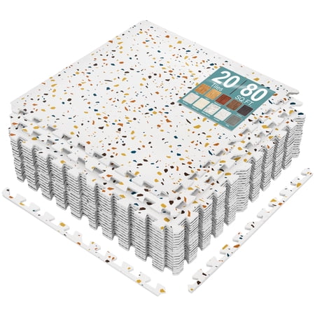 Sorbus Waterproof Foam Floor Tiles, 20 Tiles, 80 Sq Ft, Interlocking, Confetti