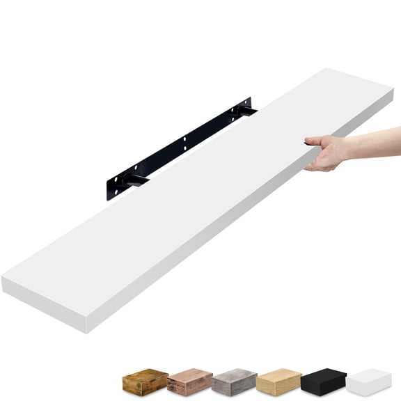 Sorbus White 35-Inch Wall Shelf with Hidden Mounting Hardware for Home Storage