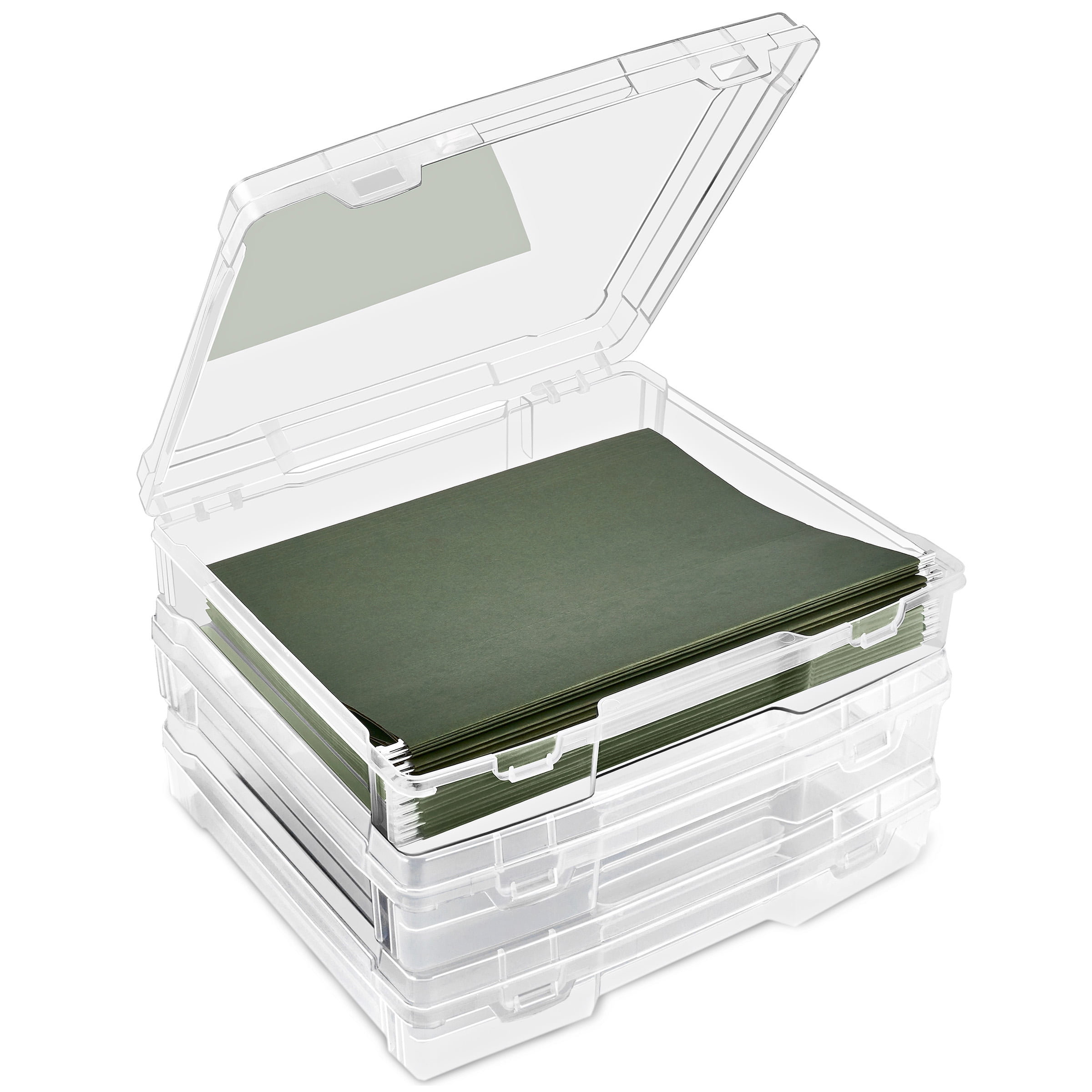 Sorbus Wide Clear Hanging File Organizer Bin - Stackable Plastic Document Holder, 3 Pack
