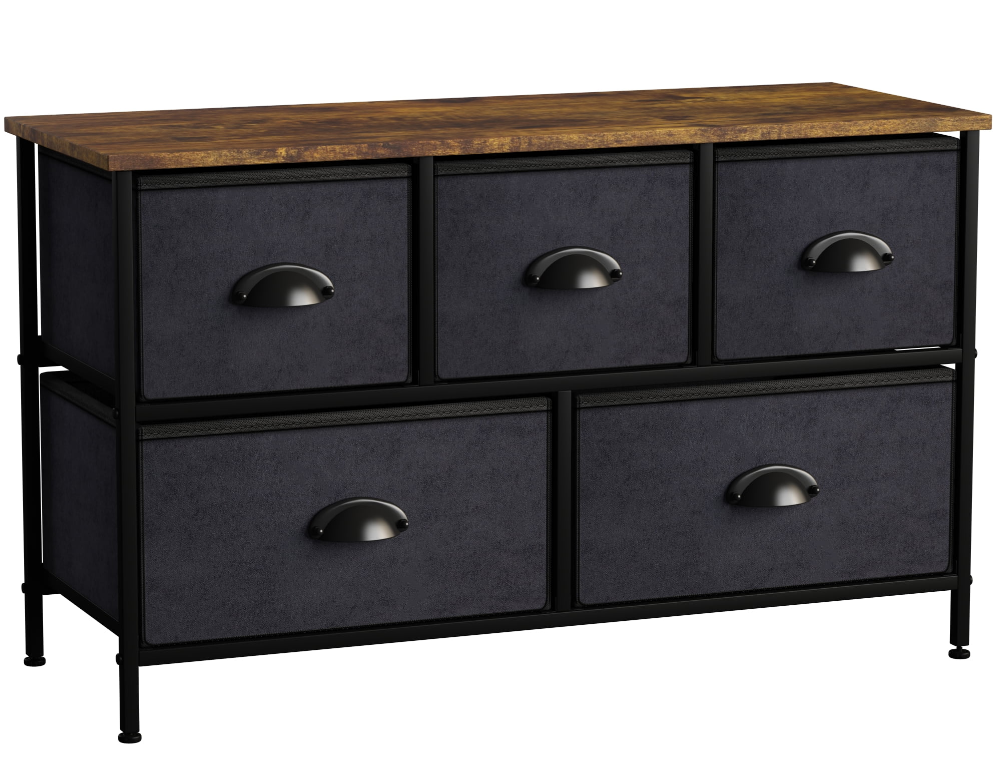 Farmhouse Black 5-Drawer Nursery Dresser with Soft Close