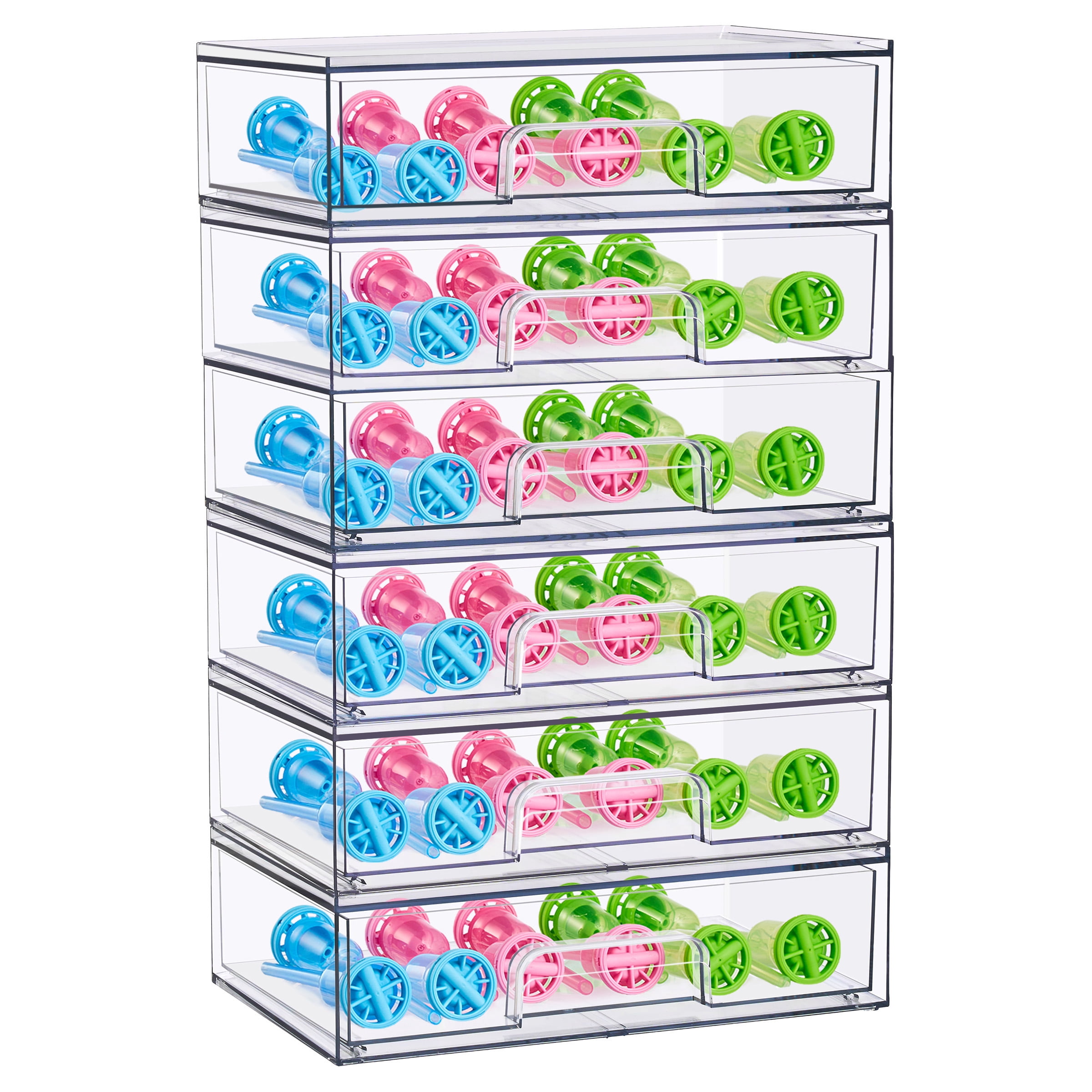 Sorbus Wide Stackable Acrylic Storage Drawers, Clear Baby Organizer Bins, 6-Pack