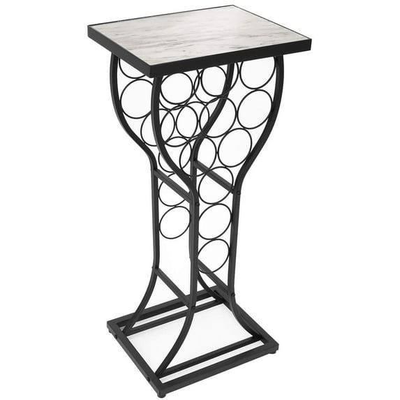 Sorbus Wine Rack Console: Freestanding, Holds 11 Bottles, Faux Marble Table