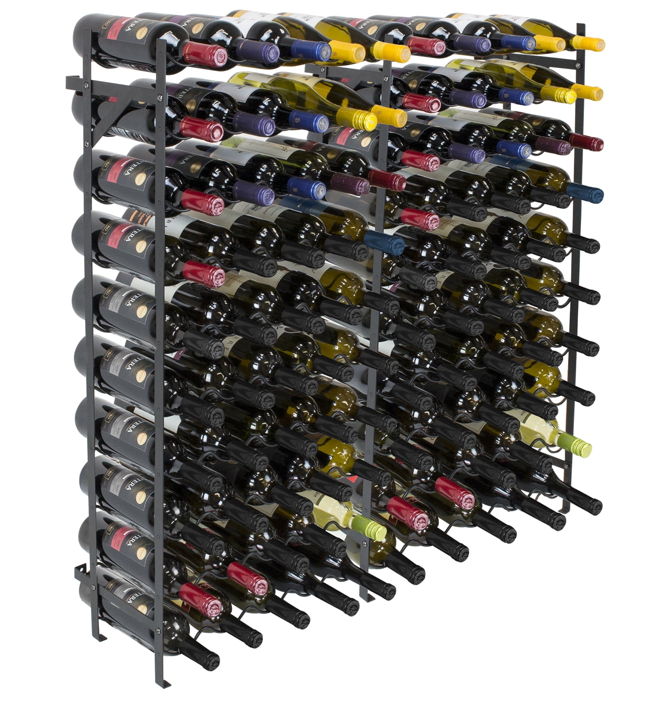 Black 100-Bottle Freestanding Metal Wine Rack