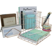 Sorbus Wire 5-Compartment Desktop Organizer Set, Copper