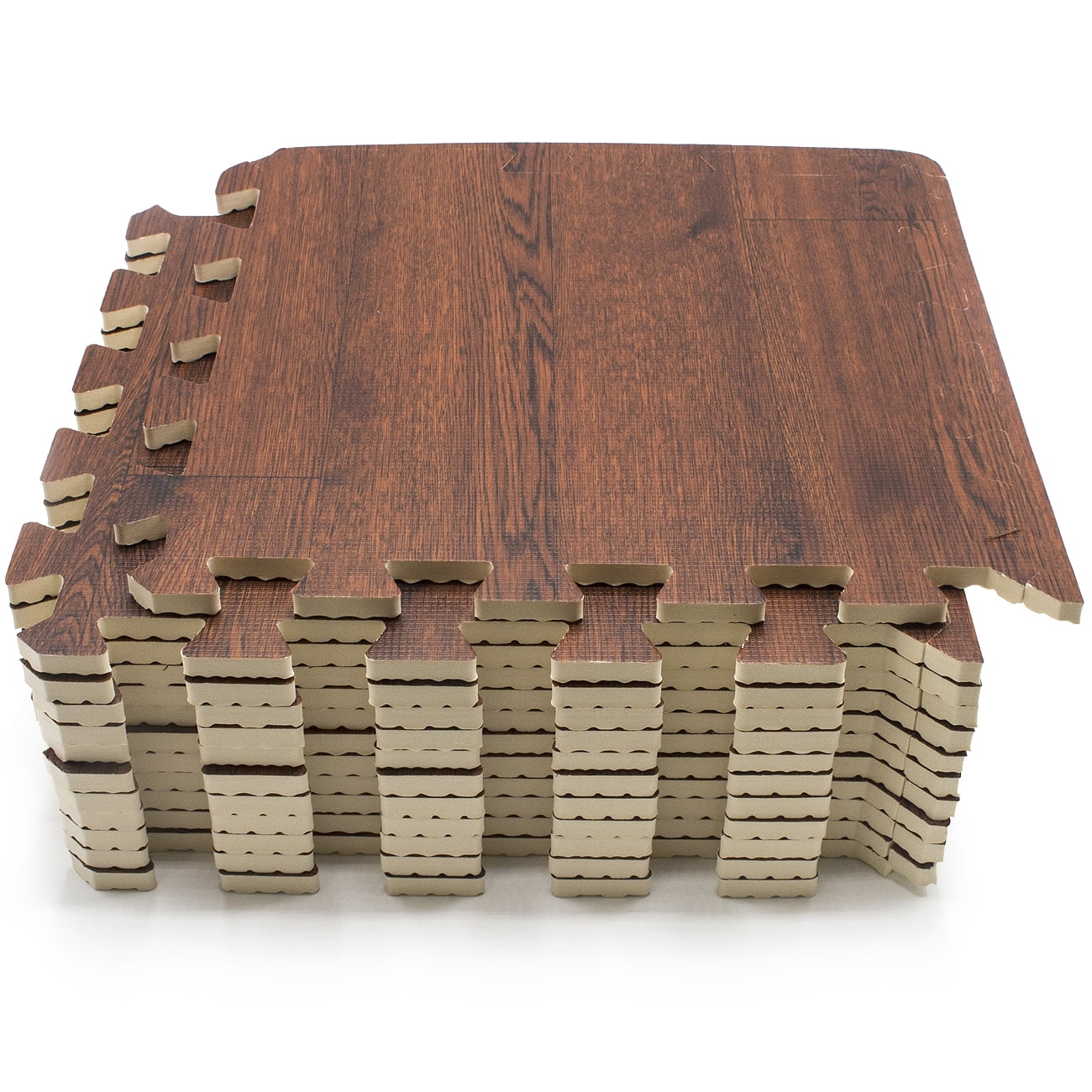 Sorbus Wood Grain Floor Mats Foam Interlocking Mats Each Tile 3/8Inch Thick Flooring Wood Mat