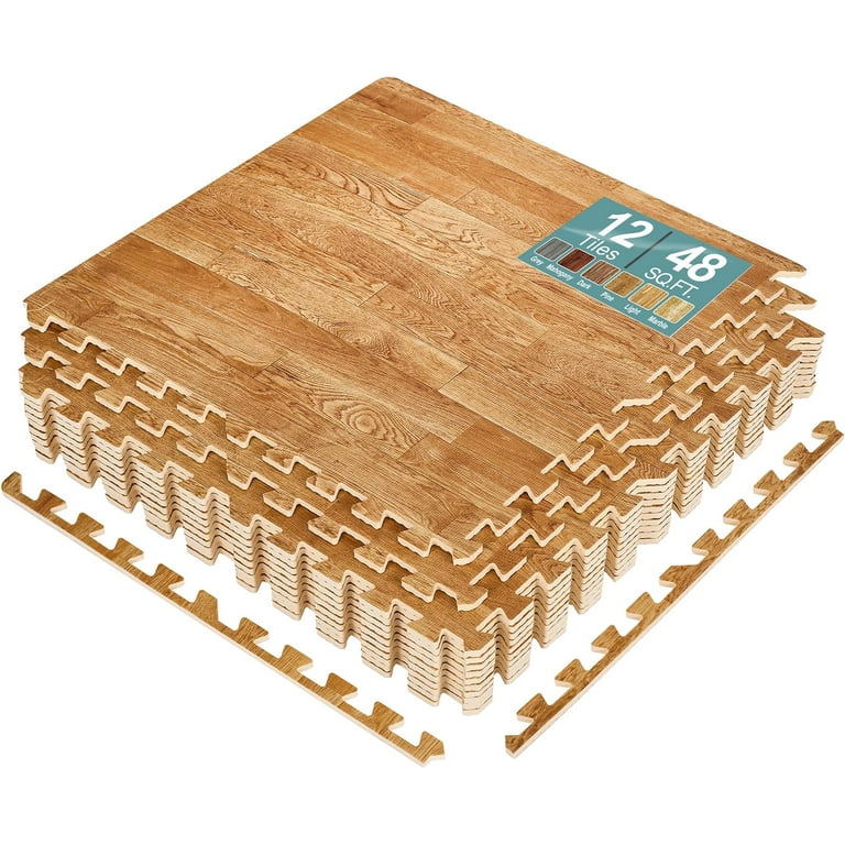 Sorbus Wood Grain Floor Mats Foam Interlocking Mats Tile 3/8-Inch Thick Flooring Wood Mat Tiles Borders - Home Office Playroom Basement Trade Show Sorbus Wood Grain Floor Mats Foam Interlocking Mats Tile 3/8-Inch Thick Flooring Wood Mat Tiles Borders - Home Office Playroom Basement Trade Show