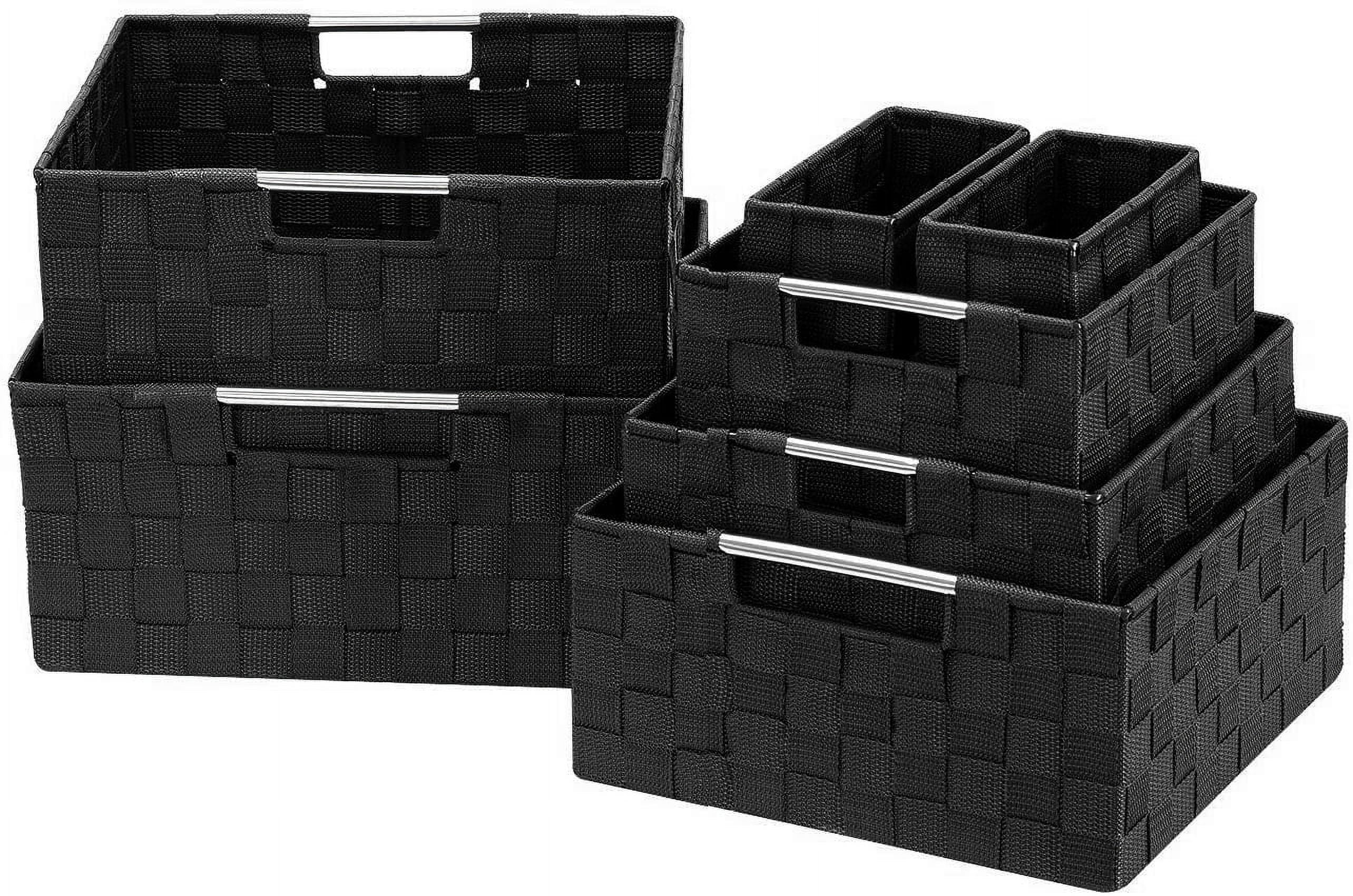 Sorbus Woven Fabric Storage Baskets, Handles, Set of 7