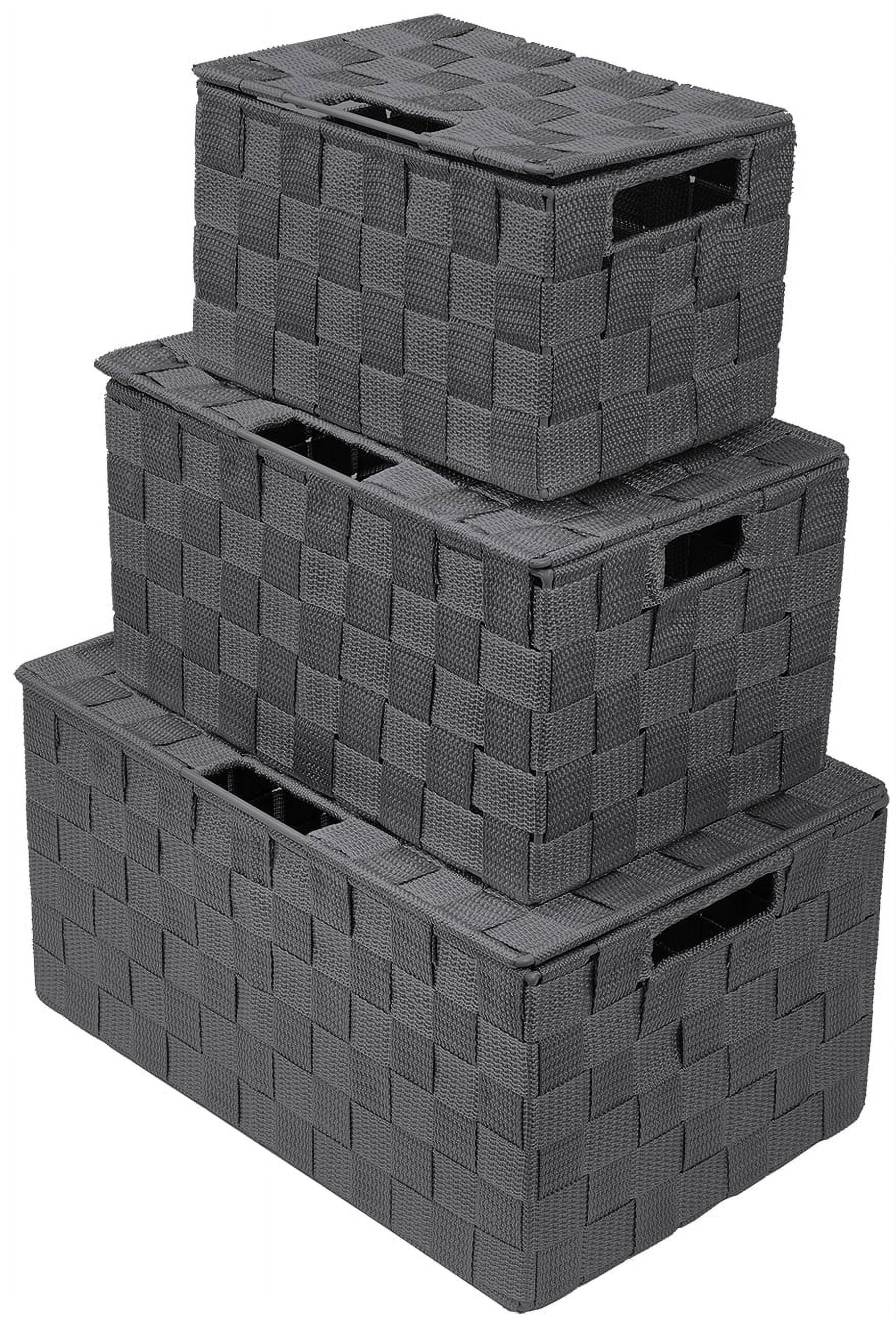 Gray Woven Polypropylene 3-Piece Storage Basket Set