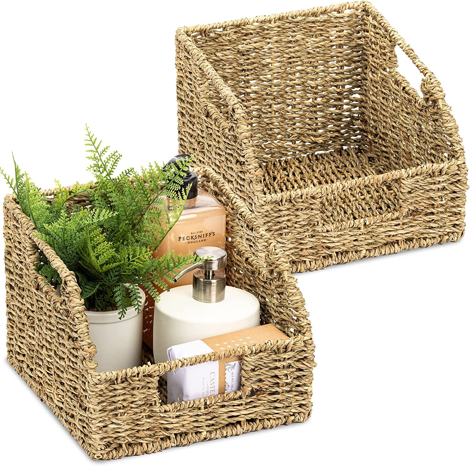 Sorbus Woven Wicker Baskets Waterproof Seagrass Material & BuiltIn