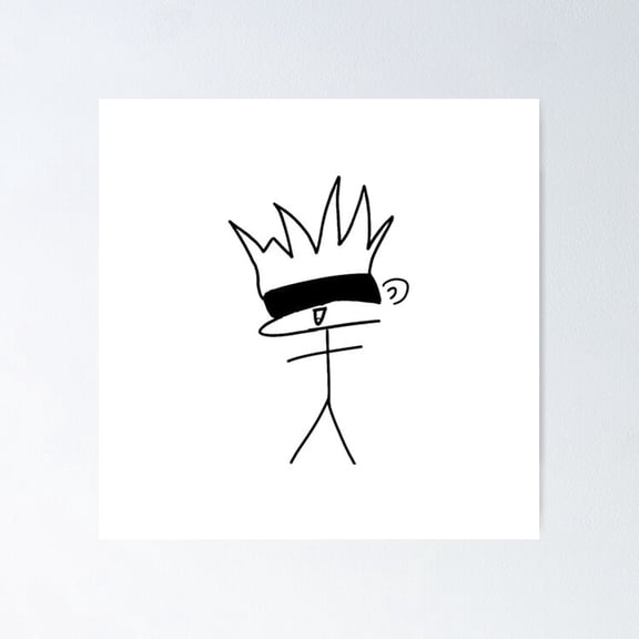 Sorcerer Simple Stickman Sketch Wall Decor Manga Art, Unframed Poster