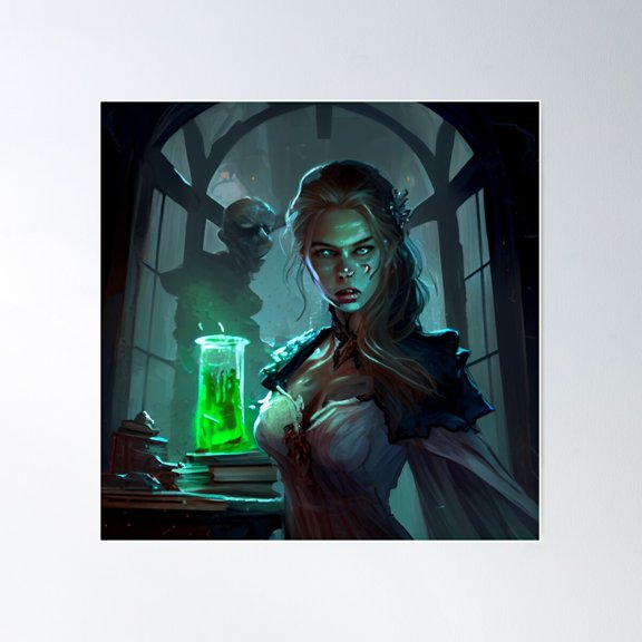 Sorceress Brewing Something Up Poster Wall Art, Modern Wall Decor For Living Room Bedroom, 16x16 UNFRAMED