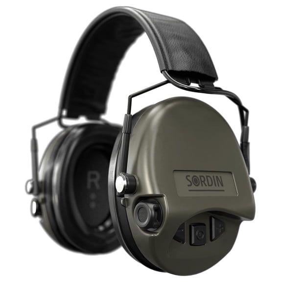 Sordin Supreme MIL AUX SFA Electronic Hearing Protector, Slim Green Headband, SNR 32 dB, Waterproof Microphones, AUX Input (74508-06-S-US)