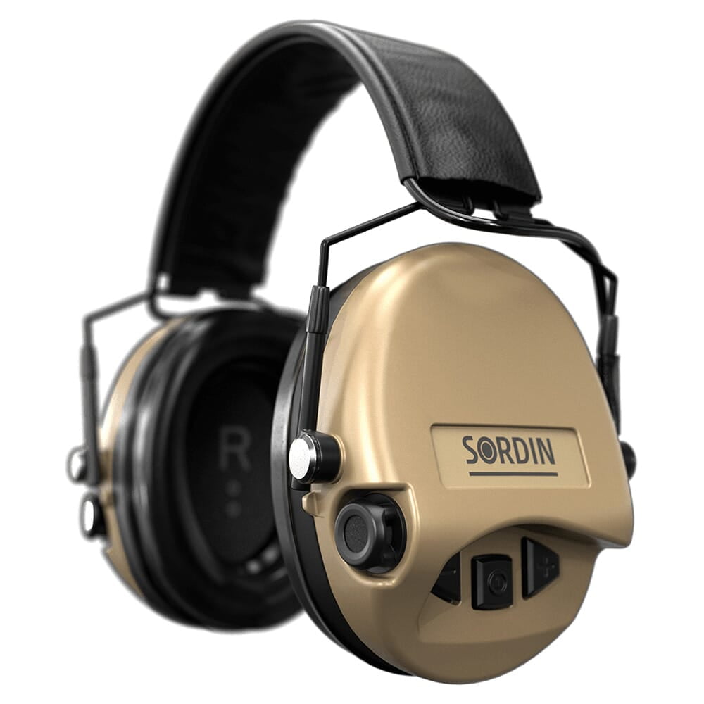 Sordin Supreme MIL AUX SFA Electronic Hearing Protector, Slim Sand Headband, SNR 32 dB, Waterproof, AUX Input (74508-05-S-US)