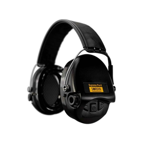 Sordin Supreme PRO-X LED Headset, Leather Headband, Black Cups
