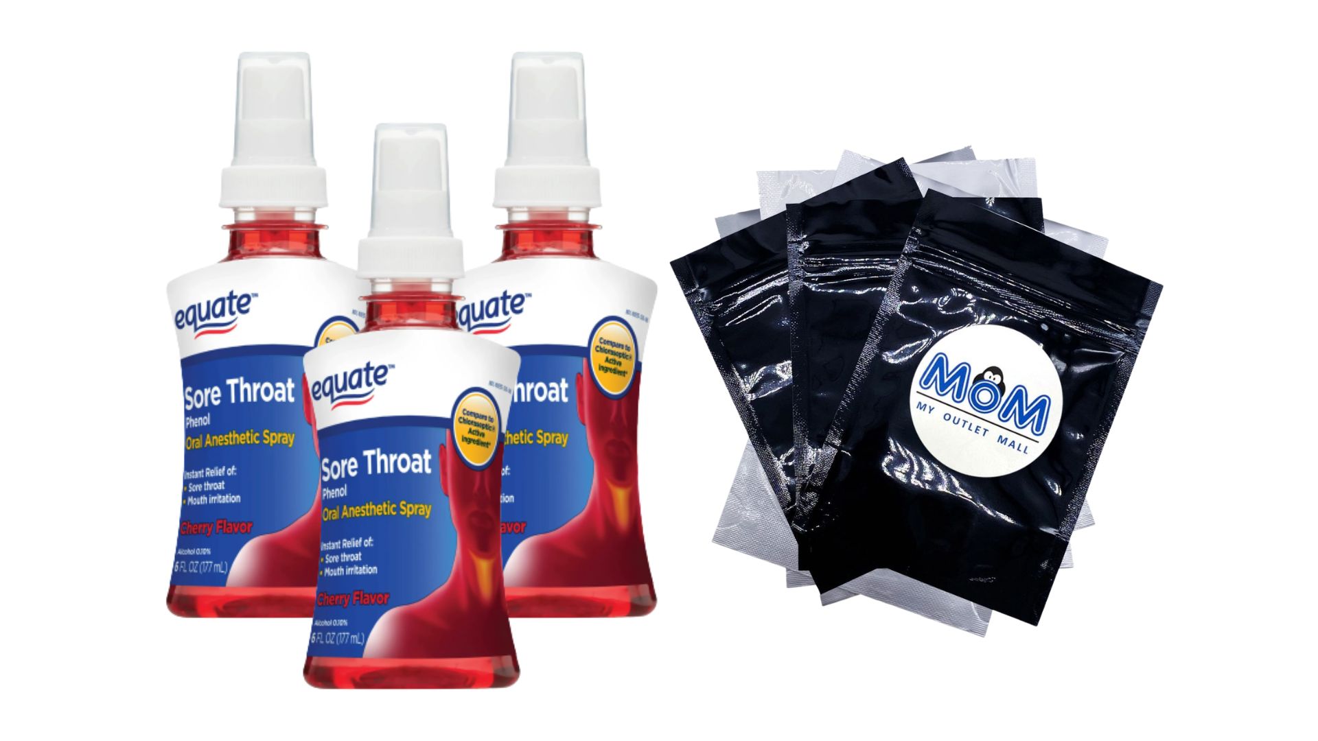 Sore Throat Oral Anesthetic Spray, Cherry Flavor 3 pack 6fl oz per