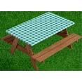thumbnail image 1 of Sorefy Vinyl Fitted Picnic Table Cover, Checkered Design, Flannel Backed Lining, 30" x 60" Green, 1 of 5