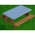 thumbnail image 1 of Sorefy Vinyl Fitted Picnic Table Cover, Checkered Design, Flannel Backed Lining, 30" x 72" Blue, 1 of 8
