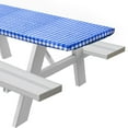 thumbnail image 1 of Sorefy Vinyl Fitted Picnic Table Cover, Checkered Design, Flannel Backed Lining, 30" x 96" Blue, 1 of 6
