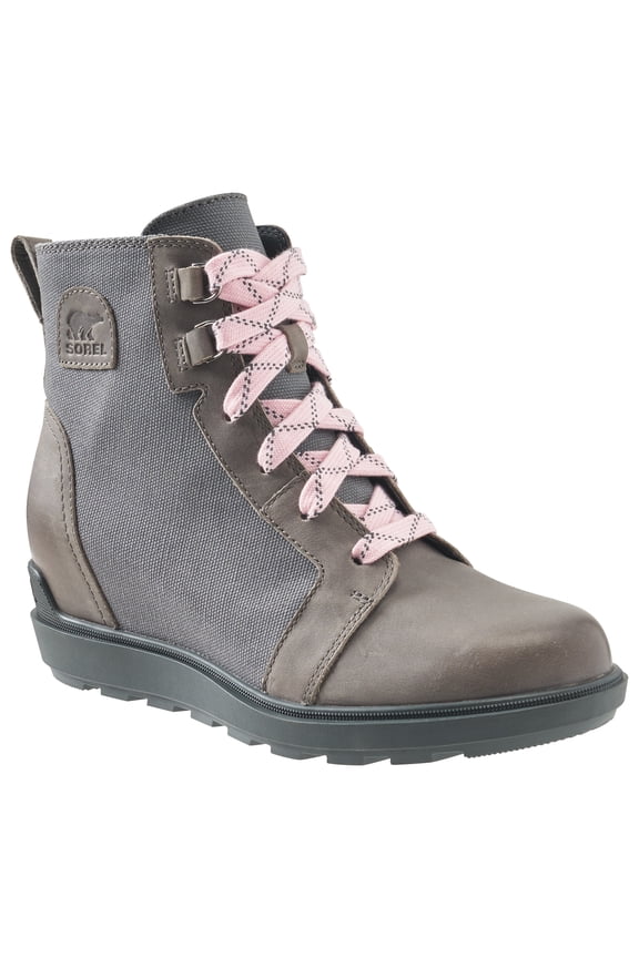 Evie II Lace Wedge Booties for Ladies - Quarry/Grill - 8.5M