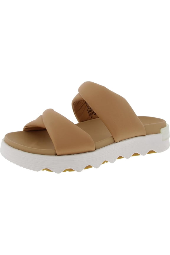 Womens Vibe Twist Leather Slip On Slide Sandals