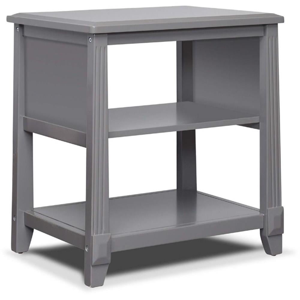 Berkley Solid Wood Gray Nightstand with Open Shelf for Nursery