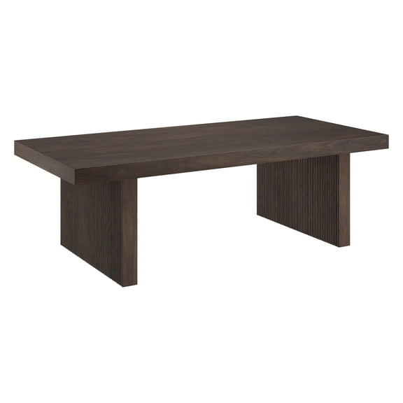 Soren 48" Wide Rectangular Fluted Coffee Table in Alder Brown