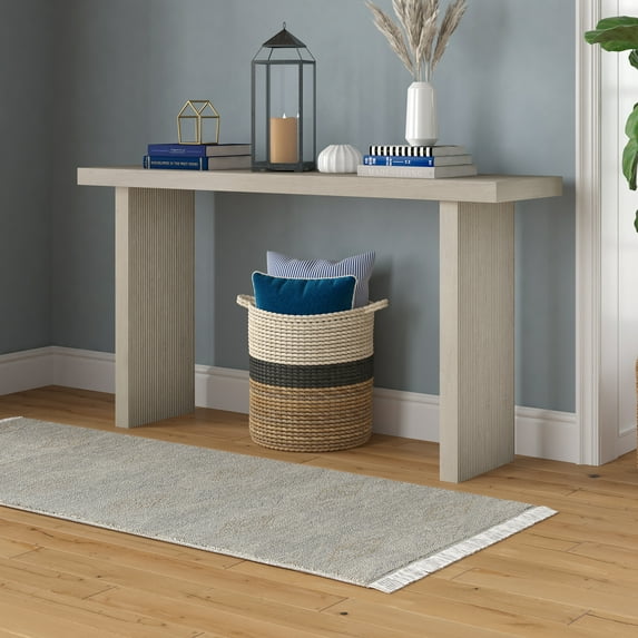Evelyn&Zoe Modern/Contemporary 55" Wide Alder White Console Table