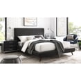 thumbnail image 1 of Soren Charcoal Linen Bed - Upholstered, Walnut Tapered Legs, Slats IncludedQueen, 1 of 9