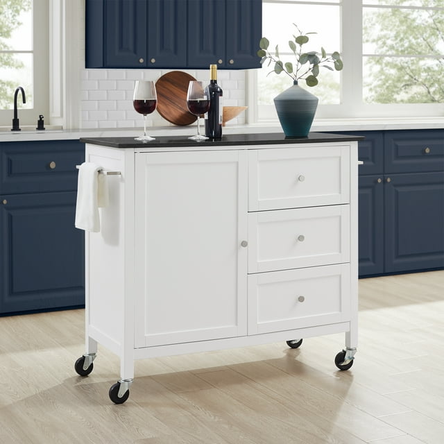 Crosley Furniture Soren Solid Granite Top Kitchen Island/Cart in White