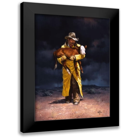 Sorenson, Jack 12x14 Black Modern Framed Museum Art Print Titled - Helping Hand
