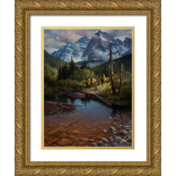 Sorenson, Jack 12x14 Gold Ornate Wood Framed with Double Matting Museum Art Print Titled - Ridin the High Country
