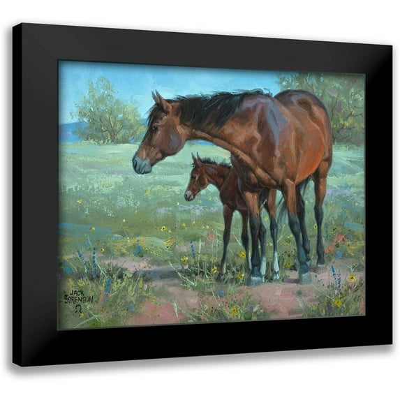 Sorenson, Jack 14x12 Black Modern Framed Museum Art Print Titled - Under Mamas Watchful Eye