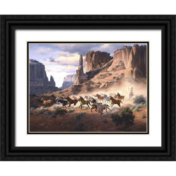 Sorenson, Jack 14x12 Black Ornate Wood Framed with Double Matting Museum Art Print Titled - Sandstone and Stolen Horses