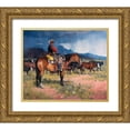 thumbnail image 1 of Sorenson, Jack 14x12 Gold Ornate Wood Framed with Double Matting Museum Art Print Titled - Twenty Years in the Saddle, 1 of 4