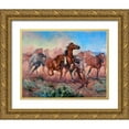 thumbnail image 1 of Sorenson, Jack 24x20 Gold Ornate Wood Framed with Double Matting Museum Art Print Titled - Runnin Thunder, 1 of 4