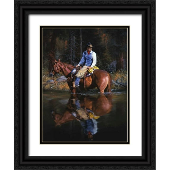 Sorenson, Jack 25x32 Black Ornate Wood Framed with Double Matting Museum Art Print Titled - A Sound in the Timber