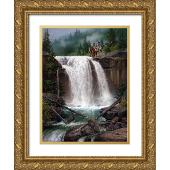 Sorenson, Jack 25x32 Gold Ornate Wood Framed with Double Matting Museum Art Print Titled - Above the Falls