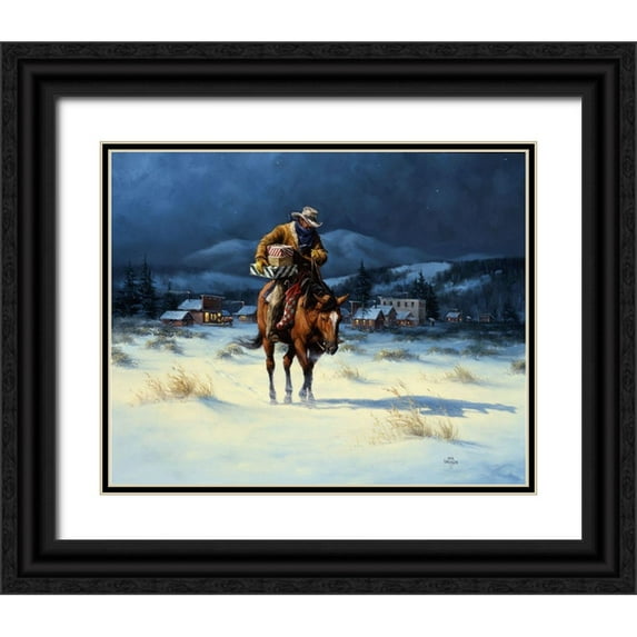 Sorenson, Jack 32x26 Black Ornate Wood Framed with Double Matting Museum Art Print Titled - Bringing Christmas Home