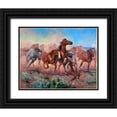 thumbnail image 1 of Sorenson, Jack 32x26 Black Ornate Wood Framed with Double Matting Museum Art Print Titled - Runnin Thunder, 1 of 4