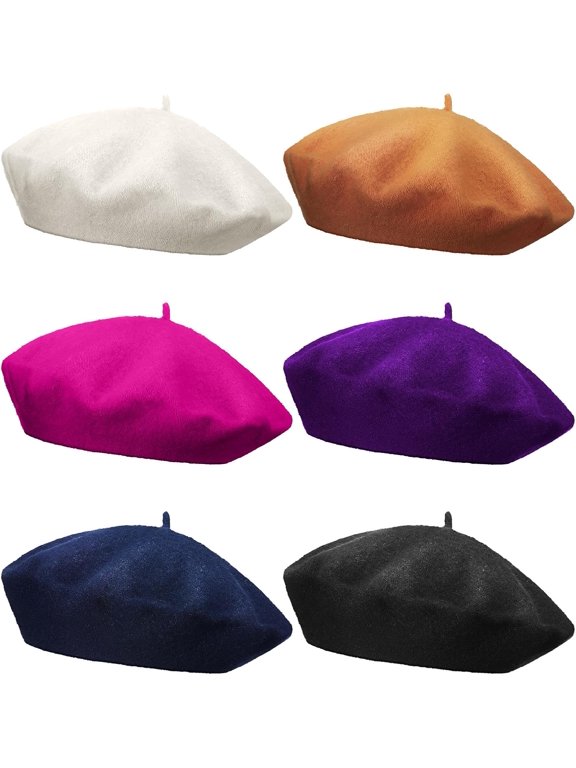 6 Pcs Wool Beret French Style Winter Hat for Women